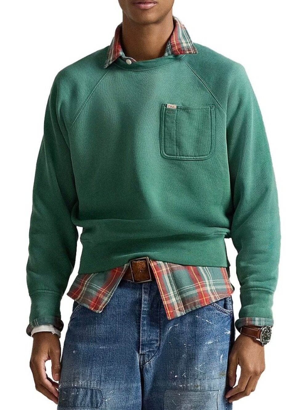 Polo Country Ralph Lauren Mens M Green Vintage Fit Fleece Sweatshirt NWT 198